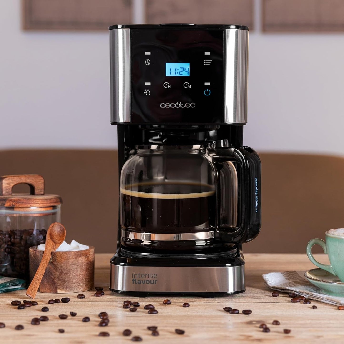 Espresso met filter Cecotec Coffee 66 Drop and Touch, vermogen 950 W, 1,5 L, 12 kopjes, touchscreen, glazen karaf, 24-uurs timer, 6 schakelaars, herbruikbaar gaasfilter