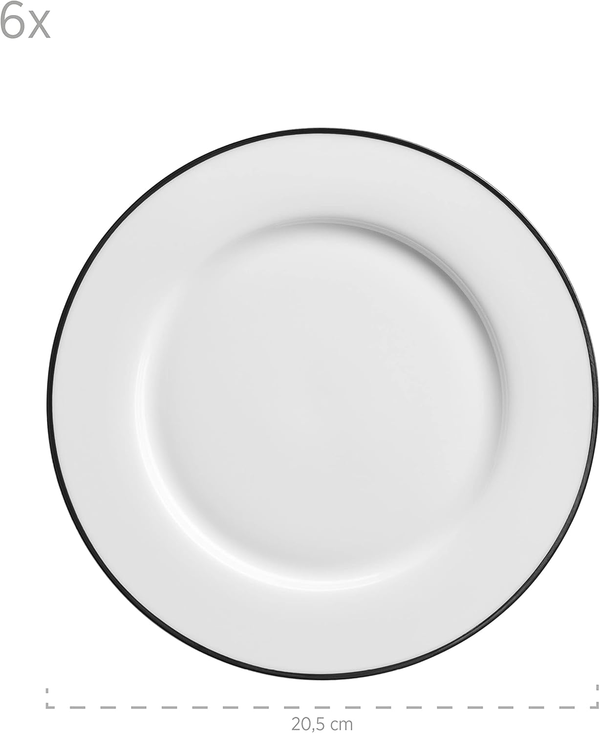 Mäser Nola Serie Modern 6-Persoons Koffieservies Wit met Zwarte Rand 18-delige Serviesset Koffiekopjes Schoteltjes en Dessertbordjes - Rond Koffieservies Koffieset Wit