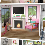 Olivia's Little World Dreamland 3-laags interactief houten poppenhuis met 13 poppenmeubelaccessoires Wit TD-13632A