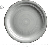 MÄSER 931875 Bel Tempo II serviesset voor 6 personen met moderne vintage look, 18-delig tafelservies, handgeschilderd keramisch servies, steengoed, rookblauw