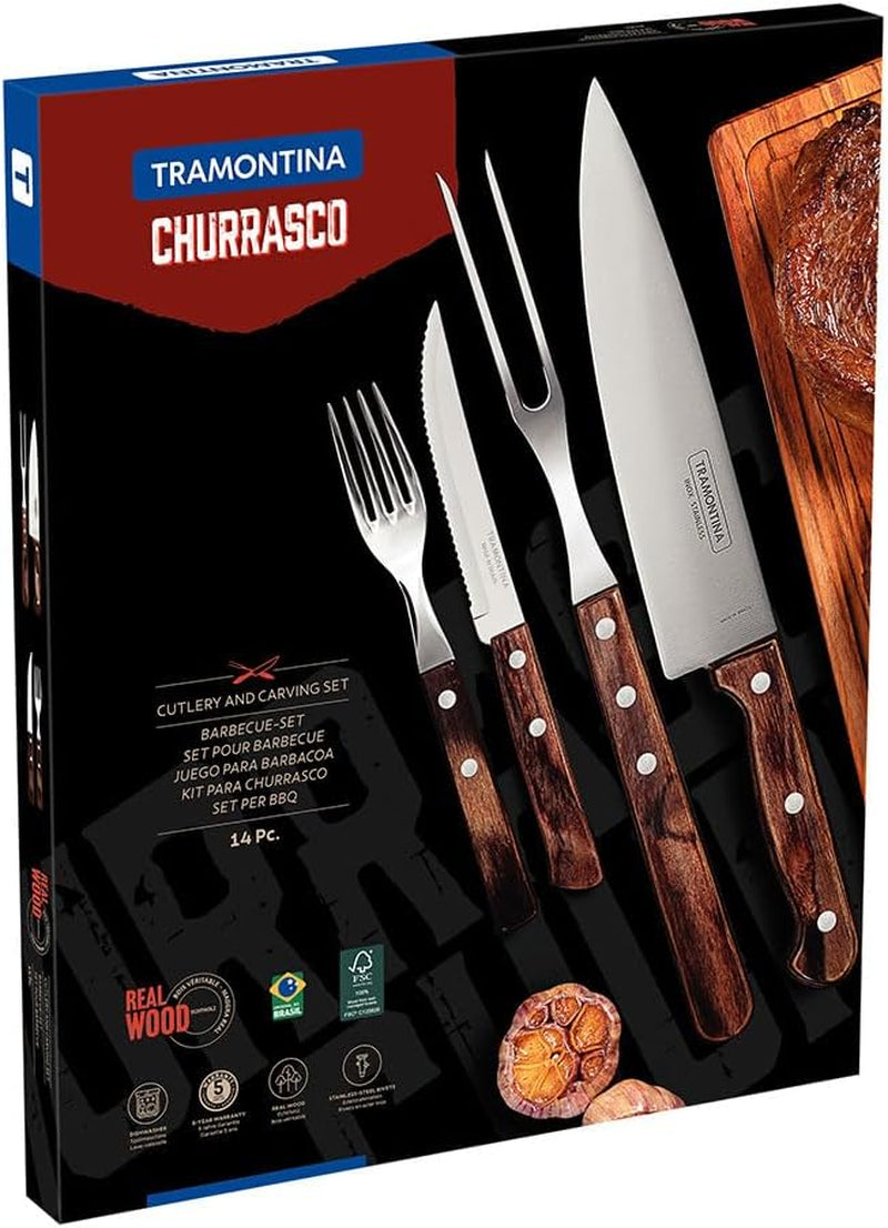 Tramontina 14-delige roestvrijstalen grillbestekset Steakbestek Grillset keuken Naty Shop