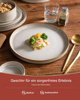 Star 18-delige serviesset, 6-persoons serviesset, porselein, krasbestendig, magnetron- en vaatwasmachinebestendig, cappuccino wit