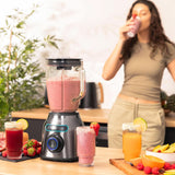 Cecotec Standmixer Power Zwart Titanium 2200MAX Smooth, 2200 W Maximale Leistung, 6 Klingen Aus Edelstahl, Ice-Crush-Funktion, Turbo- en Smoothie-Funktion, Autoclean-Funktion Kitchen Naty Shop