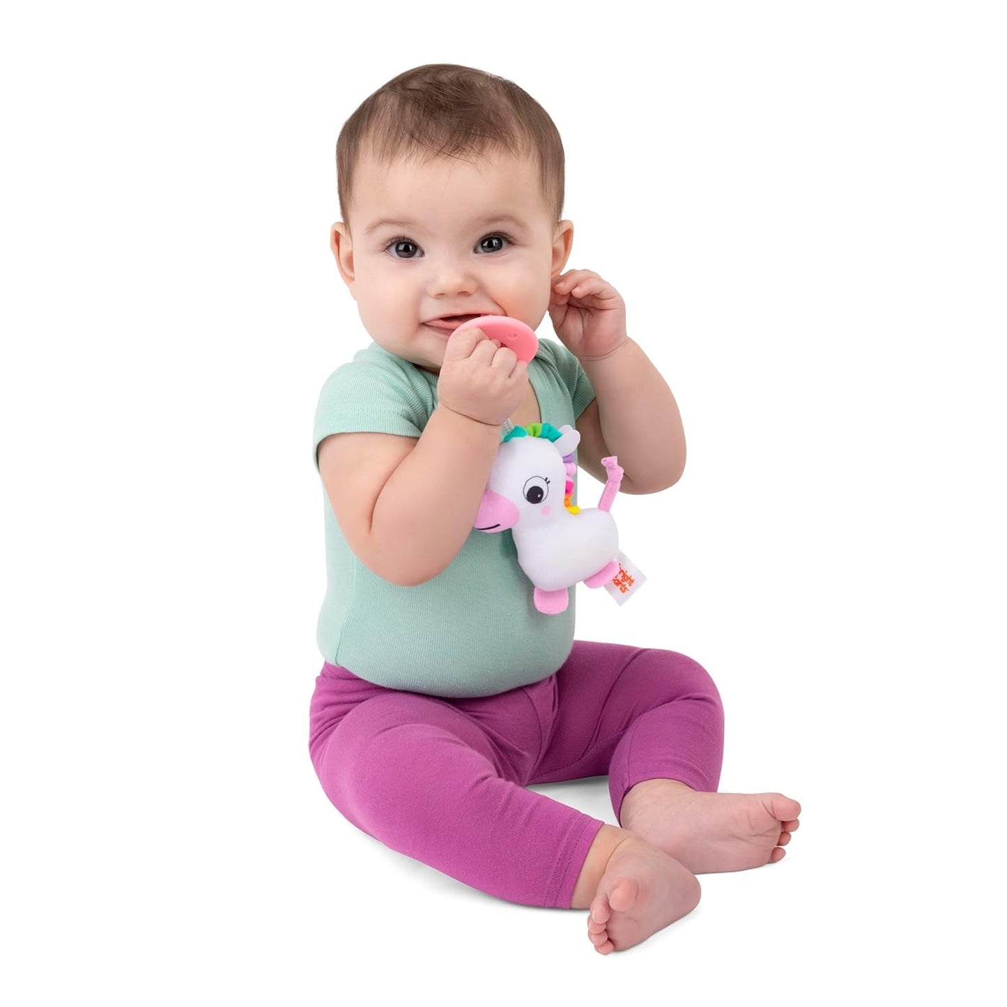 Bright Starts SootheMate Pluche Fopspeen, Eenhoorn - Afneembare fopspeenvormige fopspeen voor pasgeborenen en oudere kinderen