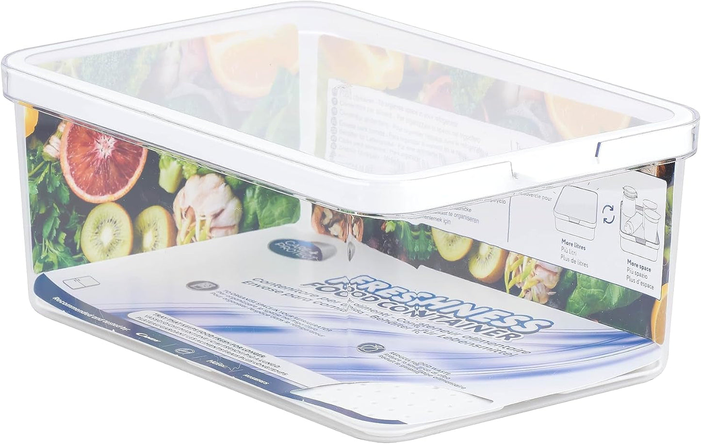 CARE + PROTECT Slimme voedselcontainer, perfect stapelbaar, koelkastorganizer, beschermt voedsel tegen vocht, houdt voedsel langer vers, 2,15 L Naty Shop voedselbewaardozen 4,65 L