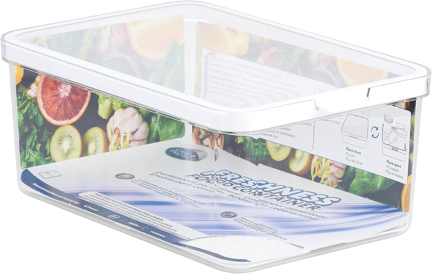 CARE + PROTECT Slimme voedselcontainer, perfect stapelbaar, koelkastorganizer, beschermt voedsel tegen vocht, houdt voedsel langer vers, 2,15 L Naty Shop voedselbewaardozen 4,65 L