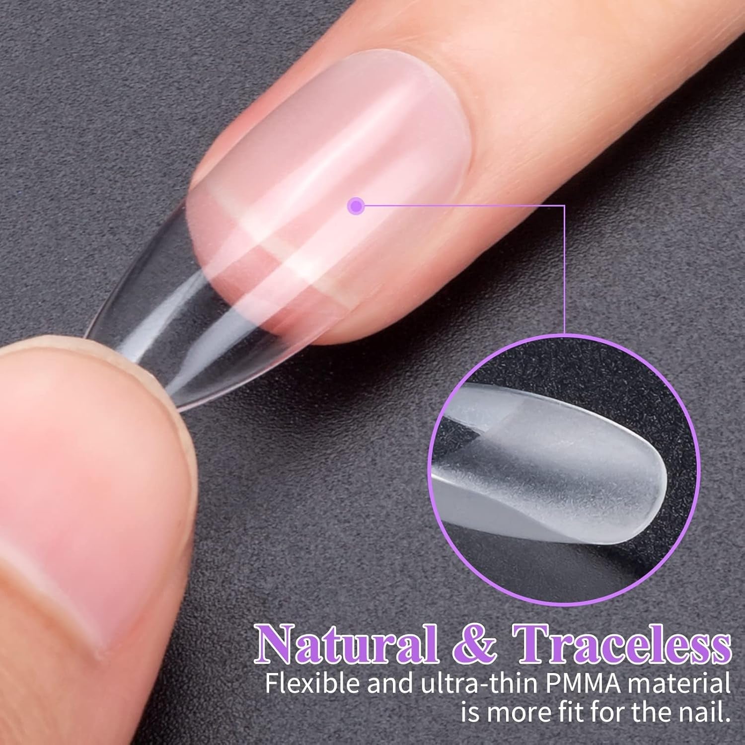 Becellen 500 stuks kunstnageltips, zachte gelnageltips, volledige dekking, gelnageltips, voorgepolijste kunstnagels, doe-het-zelf nagelkunstlijmset (amandelen)