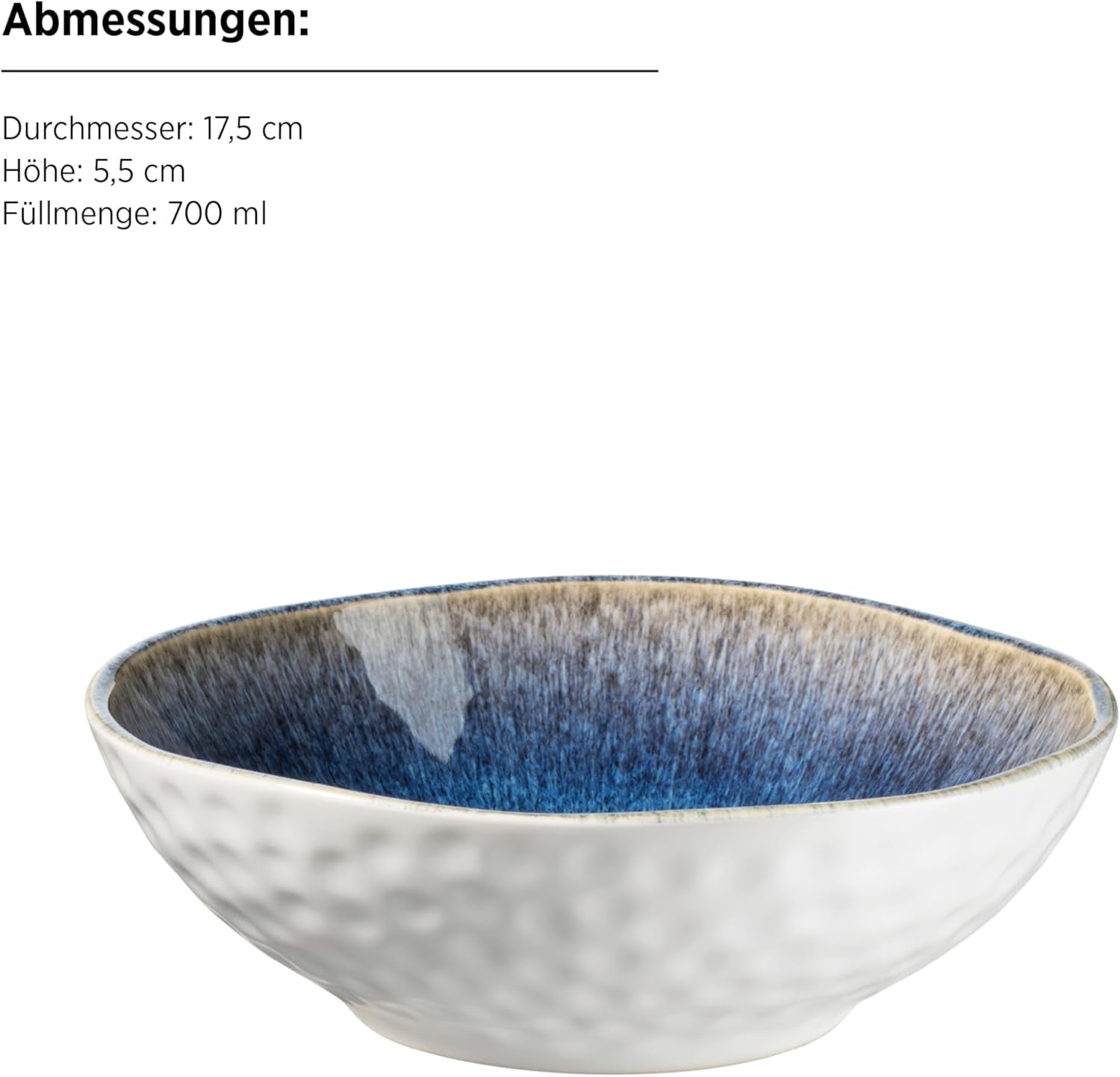 MÄSER 934092 Frozen-serie, keramische serviesset voor 4 personen, 16-delig combinatieservies met organische vormen, blauw gekleurd servies, steengoed, donkerblauw