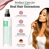 2-fasenspray voor de verzorging van human hair extensions | hooggeconcentreerde keratine, collageen en B5 | bescherming en glans voor extensions van echt haartape | ideaal voor extensions van echt haar en vlechten van echt haar | 2-pack Haarontwarrende producten Naty Shop