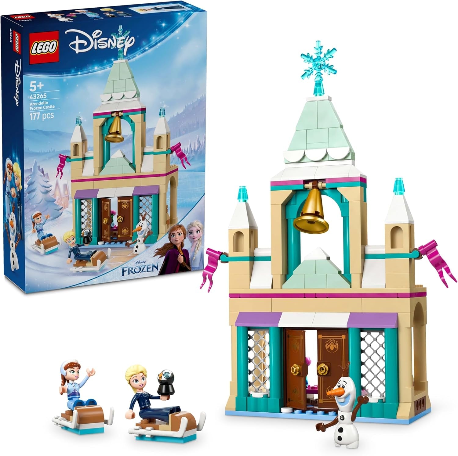 LEGO Ç€ Disney Frozen Kasteel van Arendelle, speelgoedprinses met minipoppen van ELSA, Anna en Olaf en een pinguïnfiguur, fantasiespeelset, cadeau voor meisjes van 5 jaar oud 43265 Bouwsets Bekijk de LEGO-Store standaardtitel