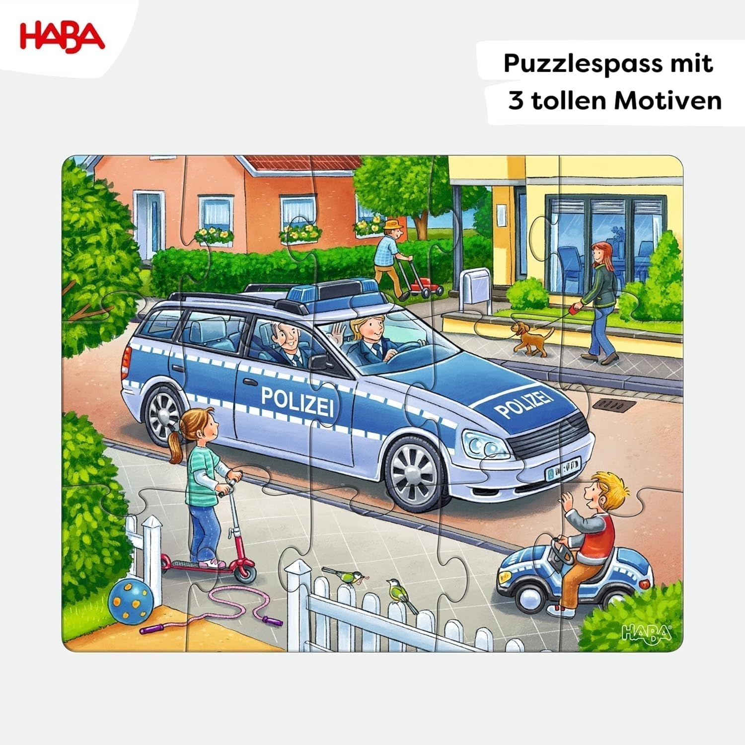 HABA Brandweerpuzzel - 3-delige set voor kinderen vanaf 3 jaar Kartonnen puzzel politie en ambulance - Bevordert de fijne motoriek en concentratie - 1302759001 Puzzel Naty Shop