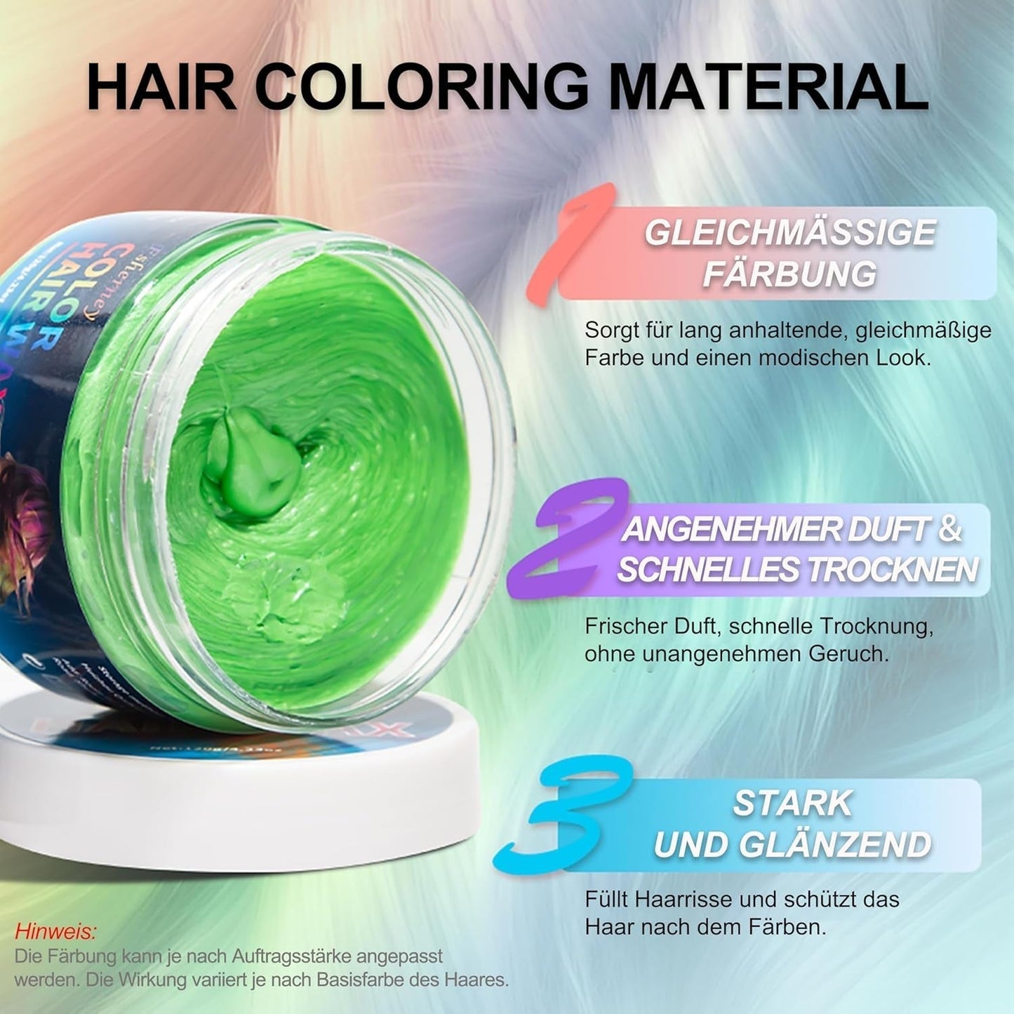 Tijdelijke groene haarverf - haarkleurwas, haarkleur voor mannen en vrouwen, natuurlijke haarpommade, kleurclip haarverfwas voor gekke feesthaarkleur (4,23 oz, groen) Naty Shop haarverf