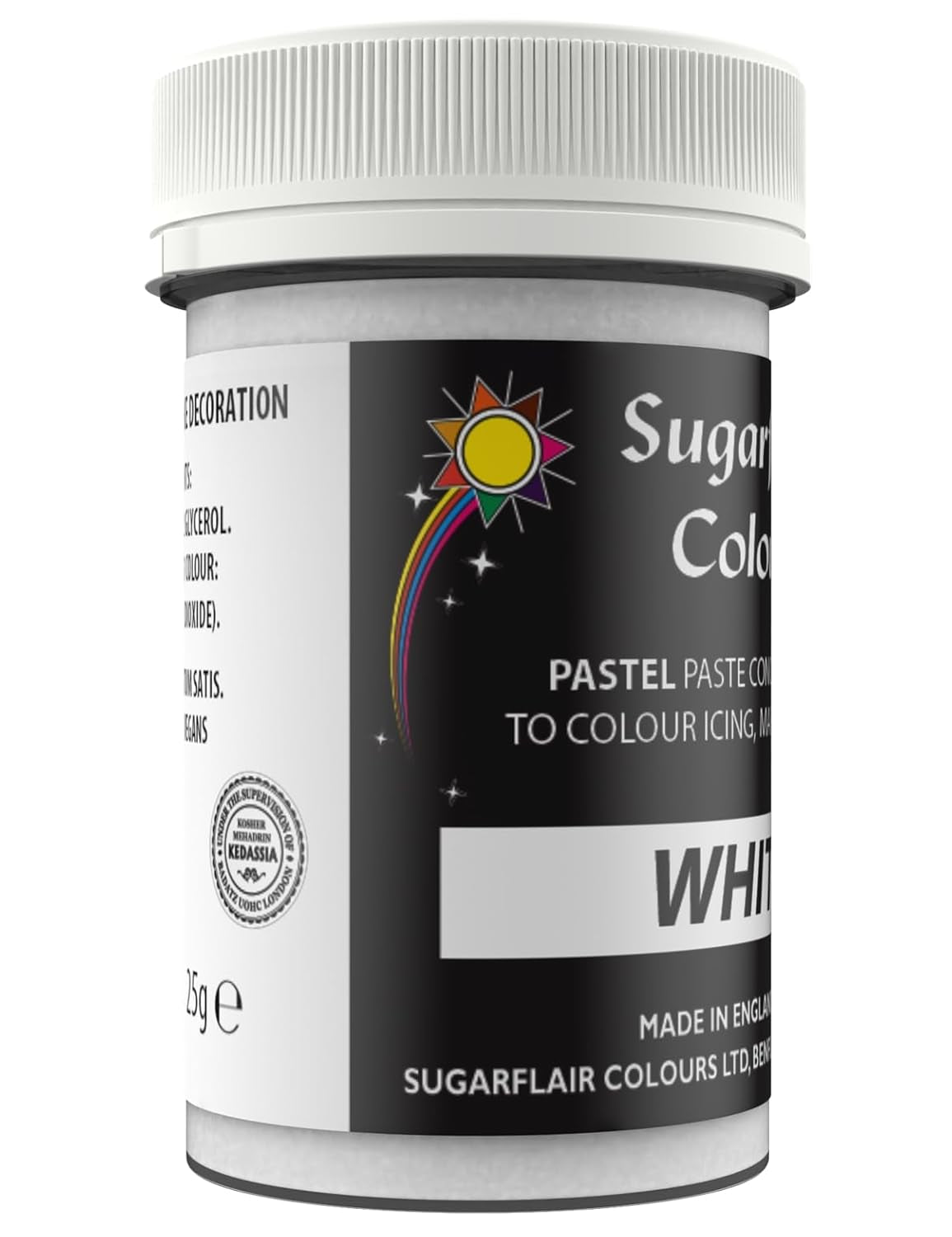 Sugarflair witte voedingskleurstof voor pasta, voedingskleurstof voor pasta, fondant en marsepein, pastakleuring - 25g