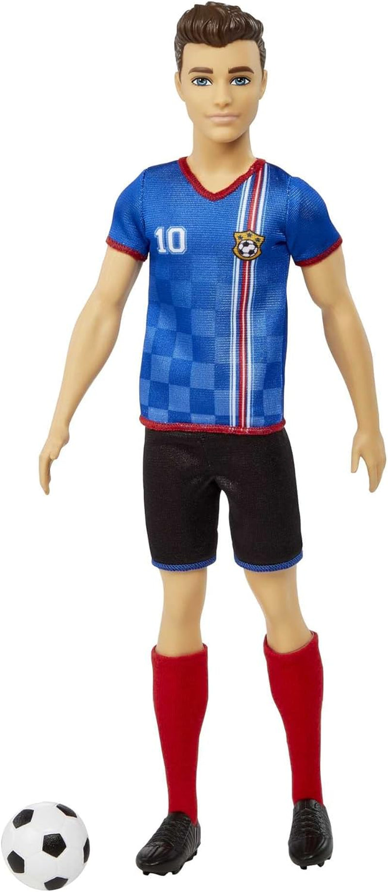 Barbie Je kunt alles zijn Serie Ken-pop Voetballer Bruin haar Ken-pop Blauw T-shirt Voetbal 1X Ken Voetballer-pop Kindercadeau 3 jaar oud Speelgoed Hcn15 Naty Shop-poppen