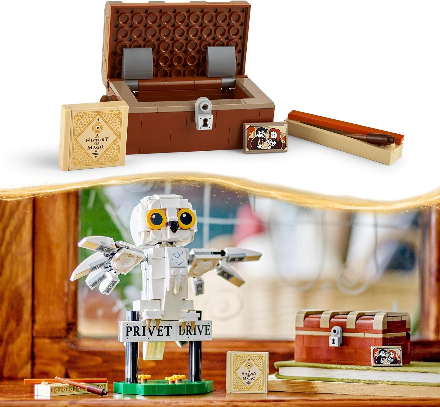 LEGO Harry Potter Hedwig in Privet Drive 4 Kinderspeelgoed-uilset, bouwbare dierenfiguur met Zweinstein-koffer, klein cadeautje voor jongens, meisjes en alle fans vanaf 7 jaar 76425 Bouwsets Besuche den LEGO-Store