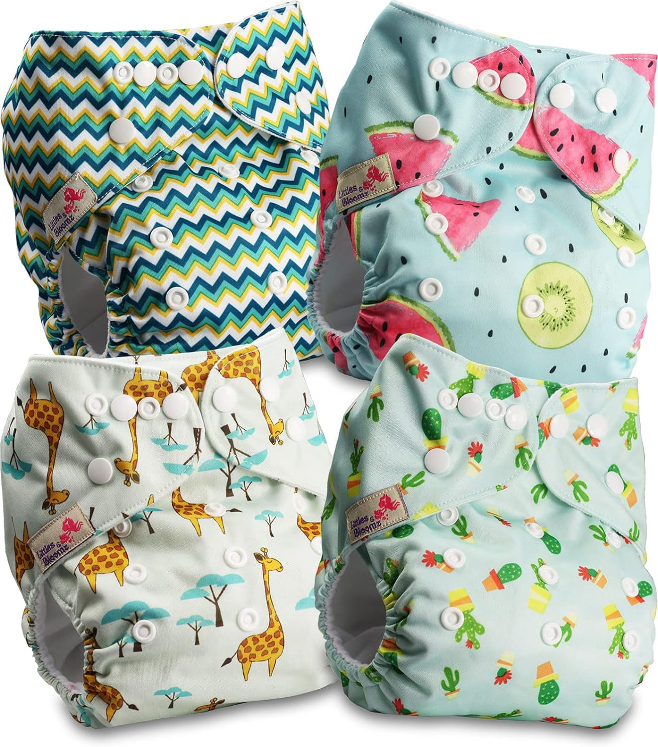 Littles and Bloomz FLP2-0406 standaard clip herbruikbare luier, 4 luiers