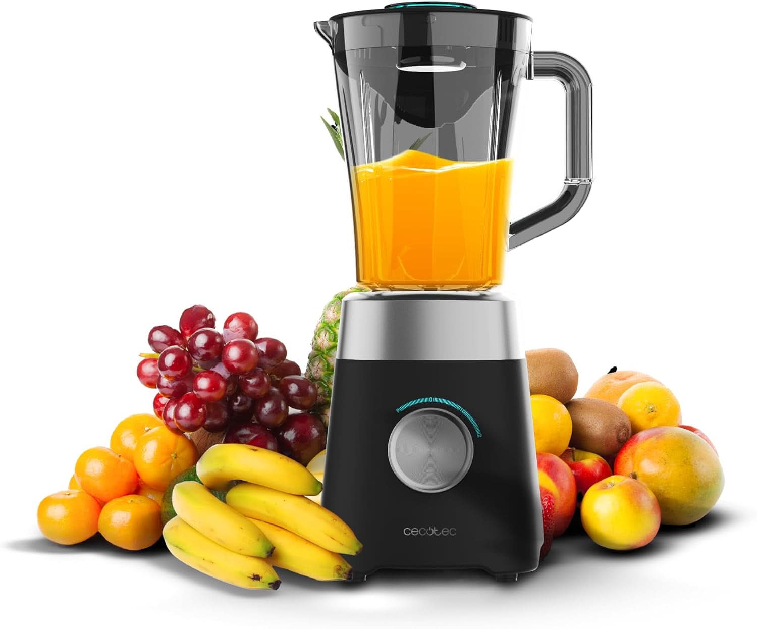 Cecotec Standmixer Power Zwart Titanium 2200MAX Glad, 2200 W Maximale Leistung, 6 Klingen Aus Edelstahl, Ice-Crush-Funktion, Turbo- en Smoothie-Funktion, Autoclean-Funktion Keuken Naty Shop Schwarz 1300 W | 1,5 liter | Plastic