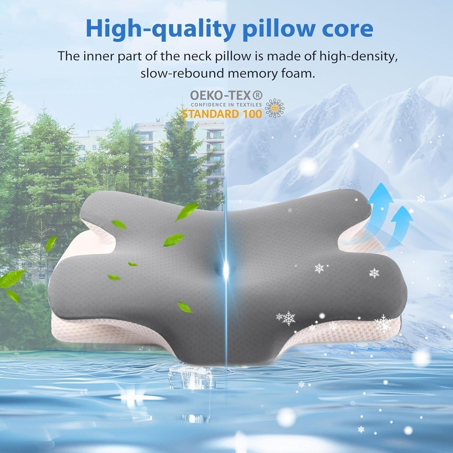 MULISOFT Memory Foam Kussen, Comfortabel Hoofdkussen, Neksteunkussen, Ergonomisch Zijslaperkussen (Grijs) Cervicale Orthopedische Kussens Naty Shop