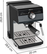 KRUPS Authentic+ espressomachine, 15 bar, intuïtieve bediening, uitgekiend design, stoompijpje, inclusief uitgebreide accessoires, Bullet Donkerzilver/RVS, XP384G10