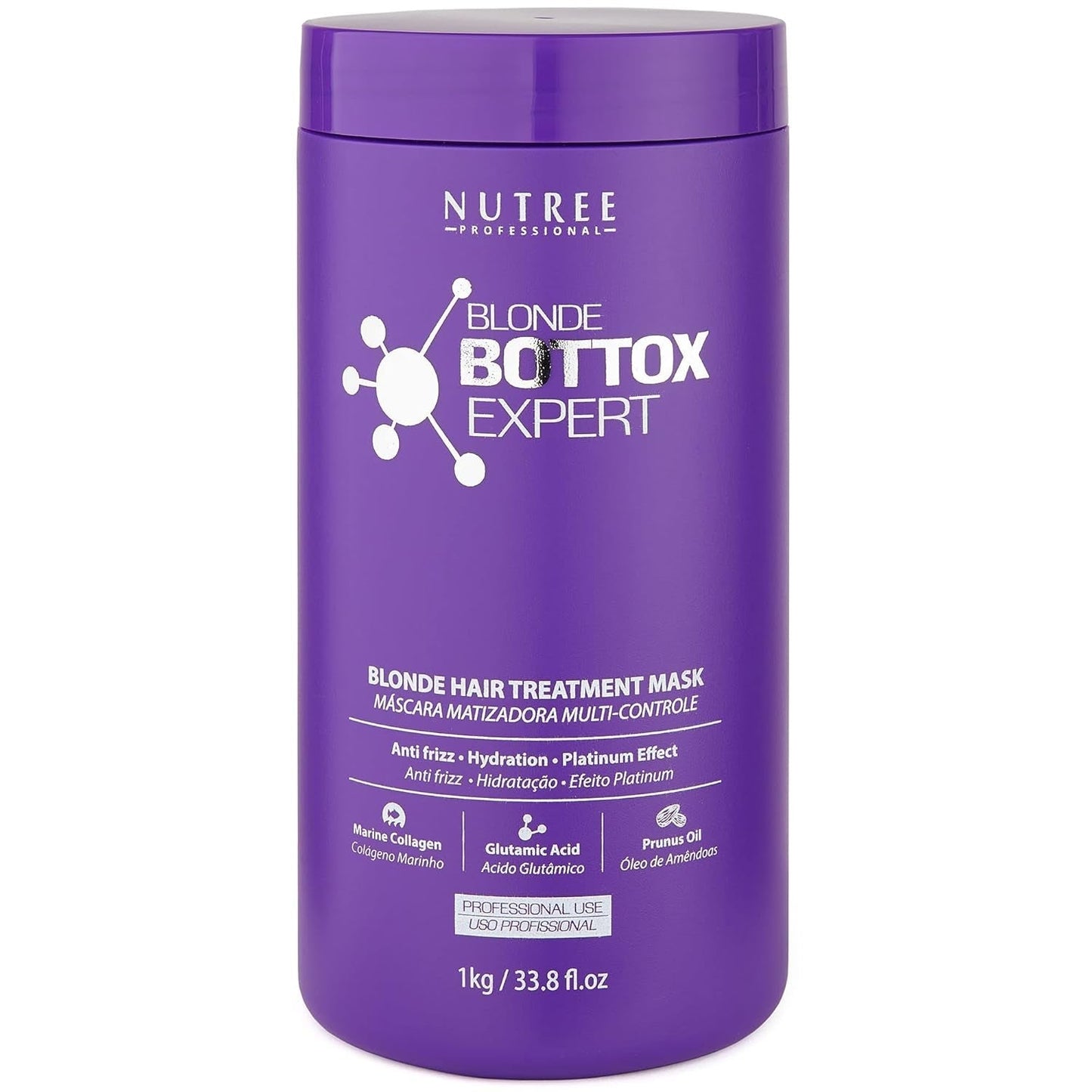 BLONDE BONDOX HAARBEHANDELING 1kg Professioneel Paars Warmtemasker - Olijfolie - herstelt de elasticiteit en flexibiliteit van het haar, verzacht, hydrateert en geeft glans Naty Shop Haarmasker Standaardtitel