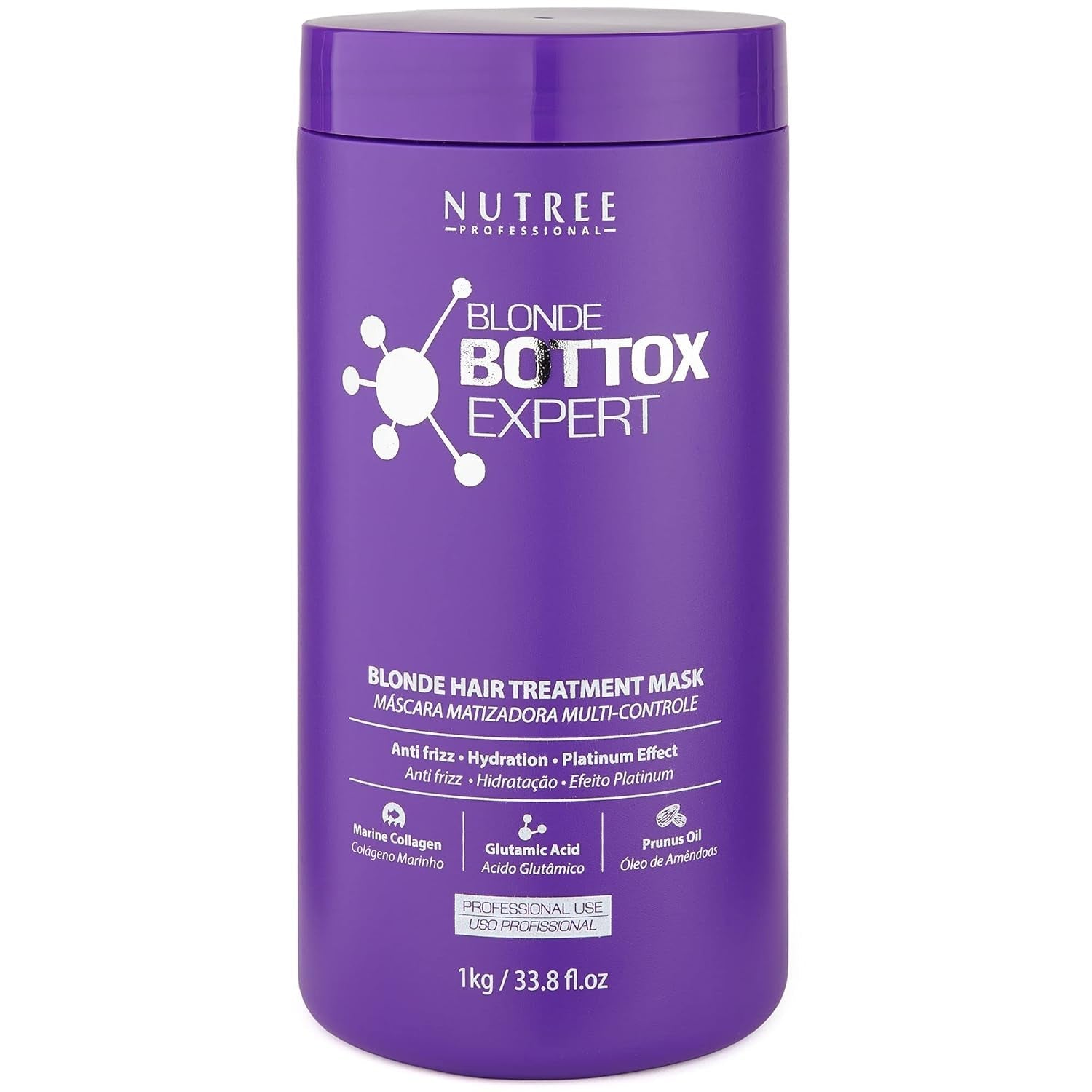 BLONDE BONDOX HAARBEHANDELING 1kg Professioneel Paars Warmtemasker - Olijfolie - herstelt de elasticiteit en flexibiliteit van het haar, verzacht, hydrateert en geeft glans Naty Shop Haarmasker Standaardtitel