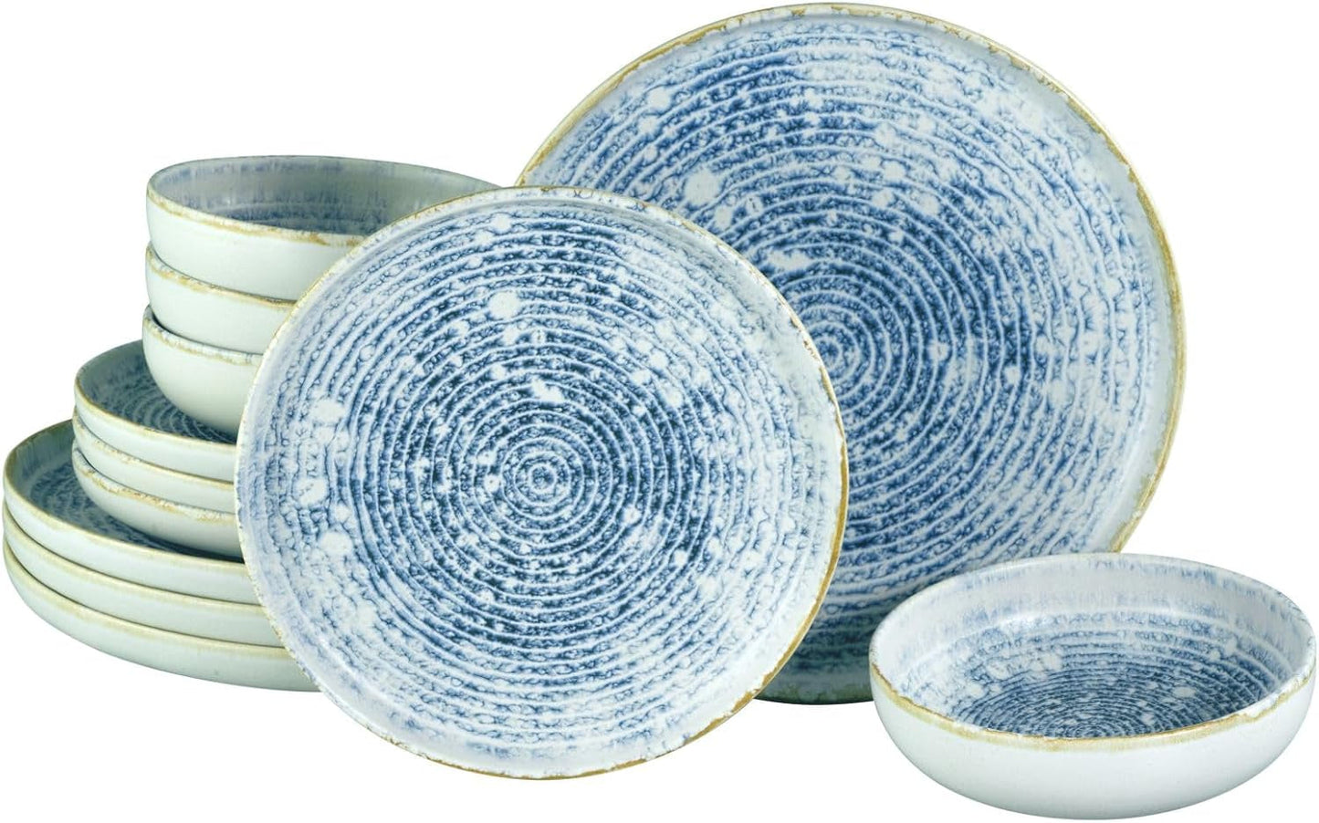 CreaTable, 21652, Uno Mykonos-serie, 12-delige serviesset, porseleinen bordenset, vaatwasser- en magnetronbestendig, gemaakt in Portugal