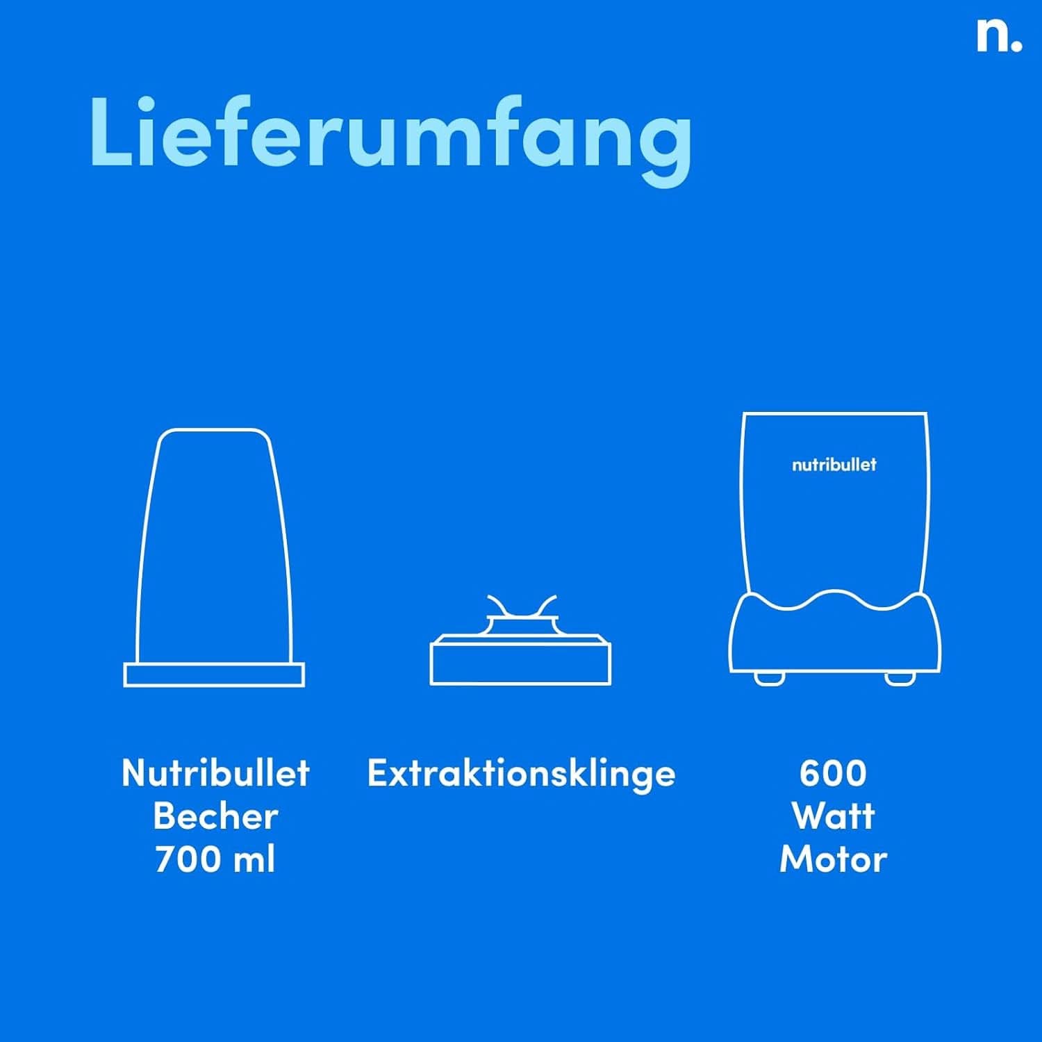 Nutribullet Original, Elektrische Mixer, Zerkleinerer, Smoothiemixer, Smoothie Maker, 600 W Leistung, Einfach Und Schnell in Der Anwendung, Kompakt, Leicht Zu Reinigen, NB603DG Kitchen Naty Shop