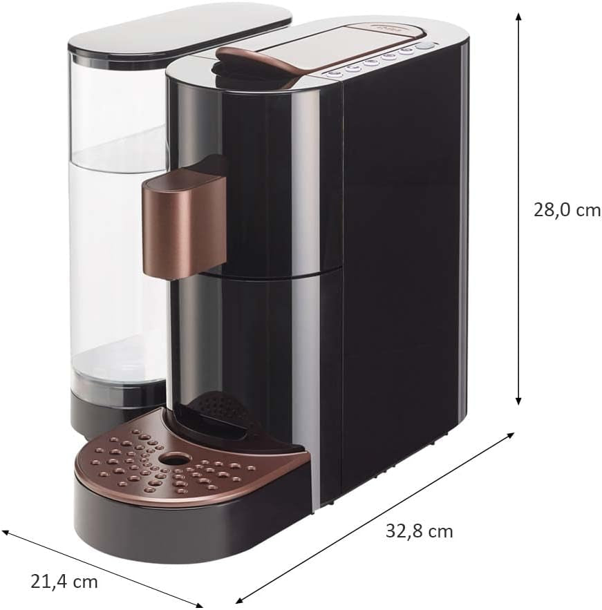 K-FEE TWINS II capsule-espressomachine voor koffie, thee en cacao | Espressomachine voor grote kopjes | Snelle verwarming | Watertank van 2,3 liter | 19 maten | Zwart-koper