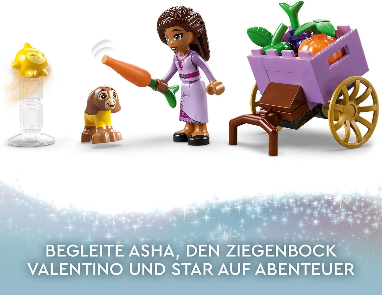 LEGO 43223 Disney Wish Asha in Rosas City, Wish Movie Set met markt, Asha minipop, Valentino als speelgoedgeit en sterfiguren, cadeau voor kinderen vanaf 6 jaar, bouwsets voor meisjes en jongens Besuche den LEGO-Store