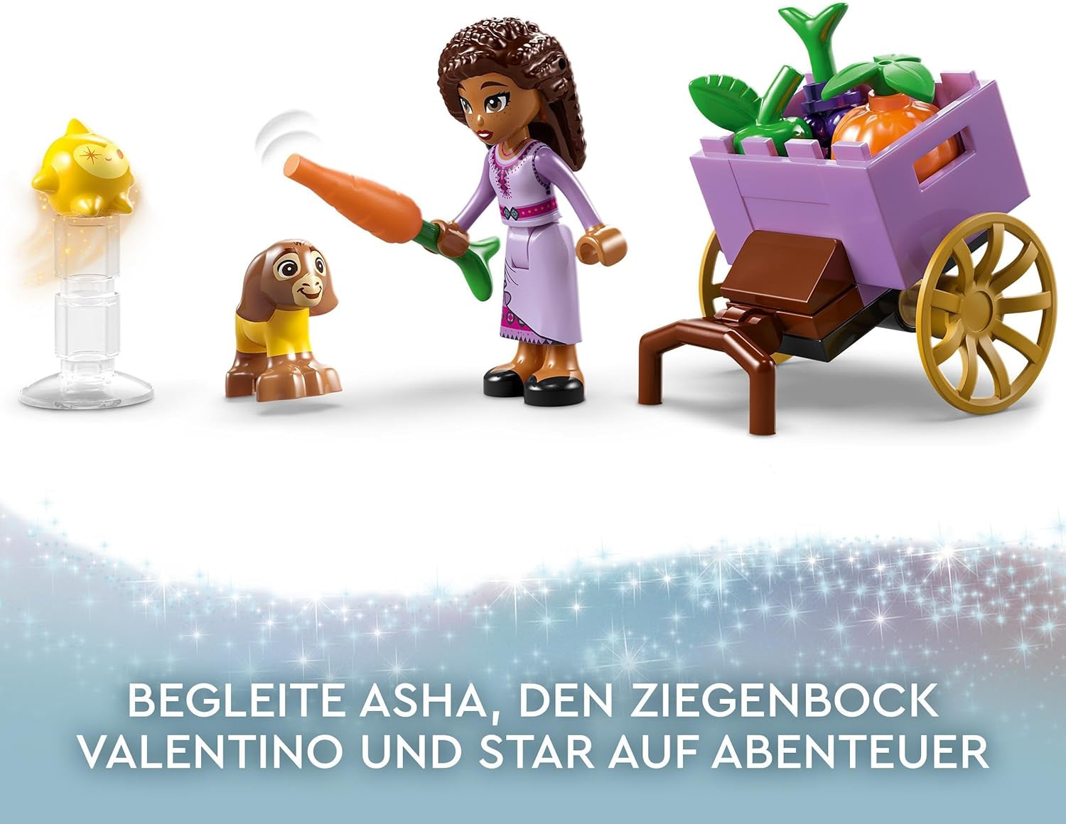 LEGO 43223 Disney Wish Asha in Rosas City, Wish Movie Set met markt, Asha minipop, Valentino als speelgoedgeit en sterfiguren, cadeau voor kinderen vanaf 6 jaar, bouwsets voor meisjes en jongens Besuche den LEGO-Store
