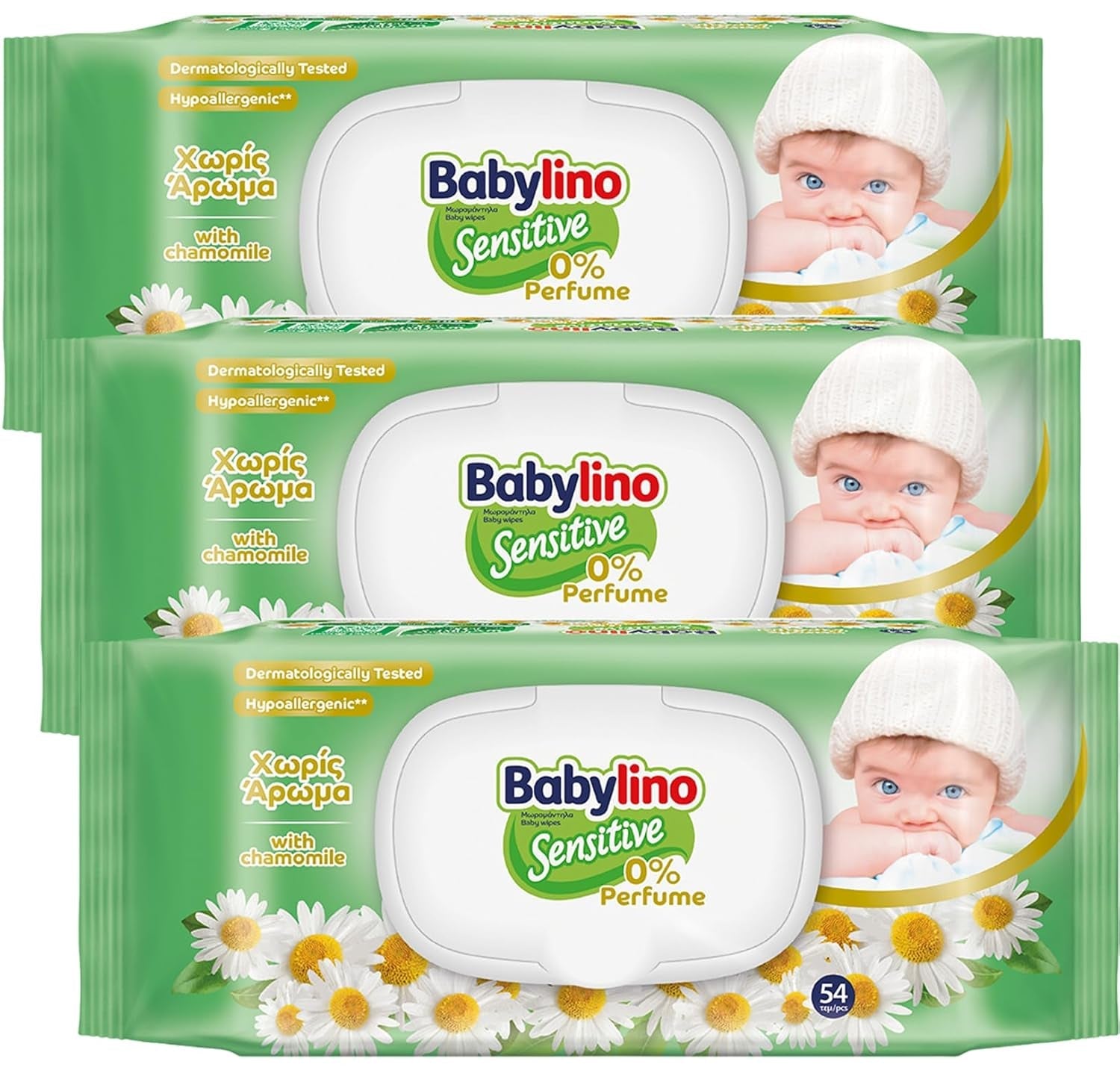 Gevoelige babydoekjes, 0% geur, 98% natuurlijke formule die de pH-balans van de huid herstelt, frisheidszegel, 54 doekjes
