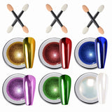 Wahrshei 6 Chrome Nail Powder, Chrome Pulver Nägel Mit Spiegeleffekt, Laser Chrome Puder, Pearl Effect Powder voor geglazuurde donutnagels