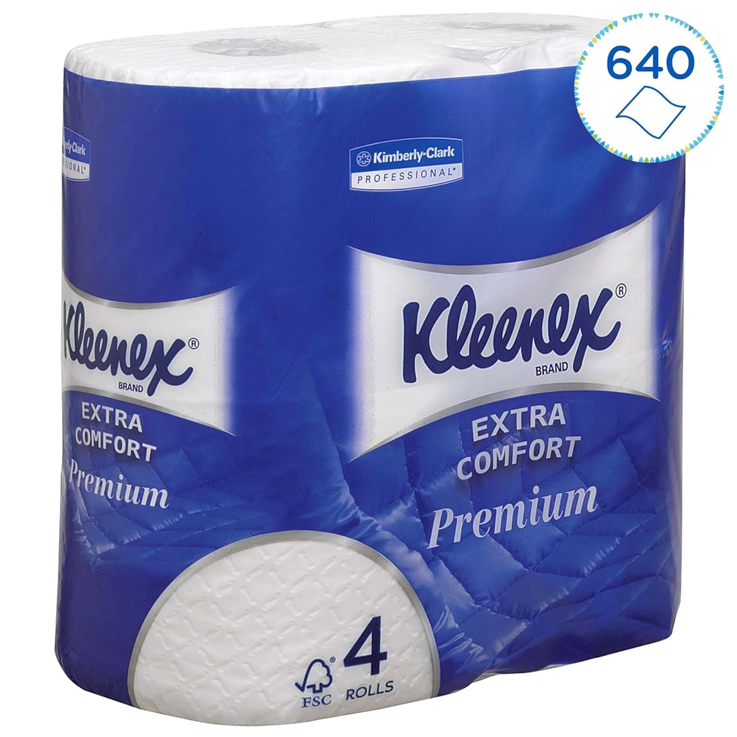 Kleenex Premium toiletpapierrollen 8484, toiletpapier 24 rollen x 160 gepofte vellen, 4-laags toiletpapier, 100% zuivere vezels, hoge kwaliteit, scheurbestendig en zacht (2-pack)