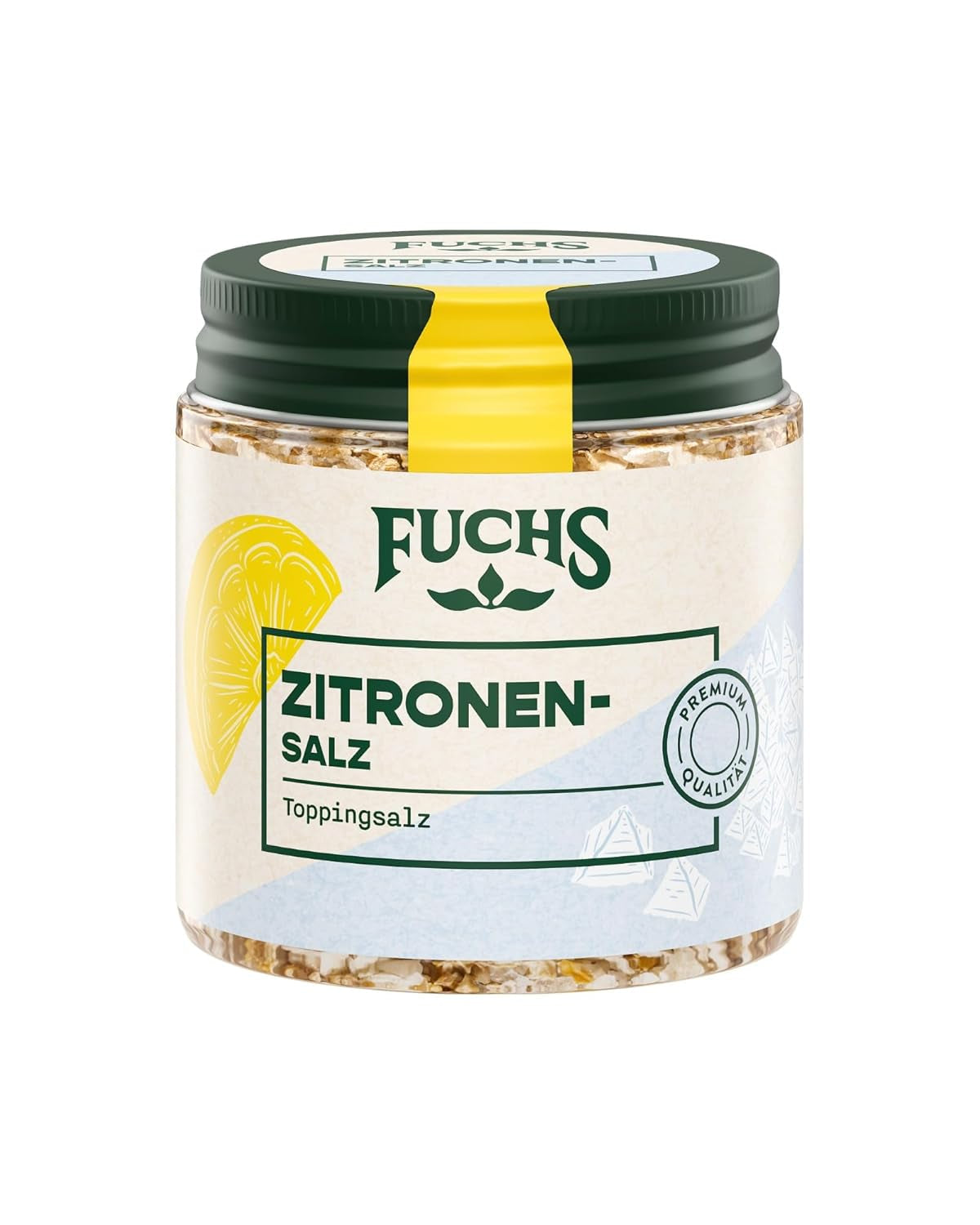 Fuchs Gewürze - Citronensalz | Toppingsalz met Pyramidenflocken & Zitrone | Knapperige Verfeinerung voor Vis en Gemüse | Citroenzout in Premium-Qualität | 60 g in wiederverschließbaren gemberglas