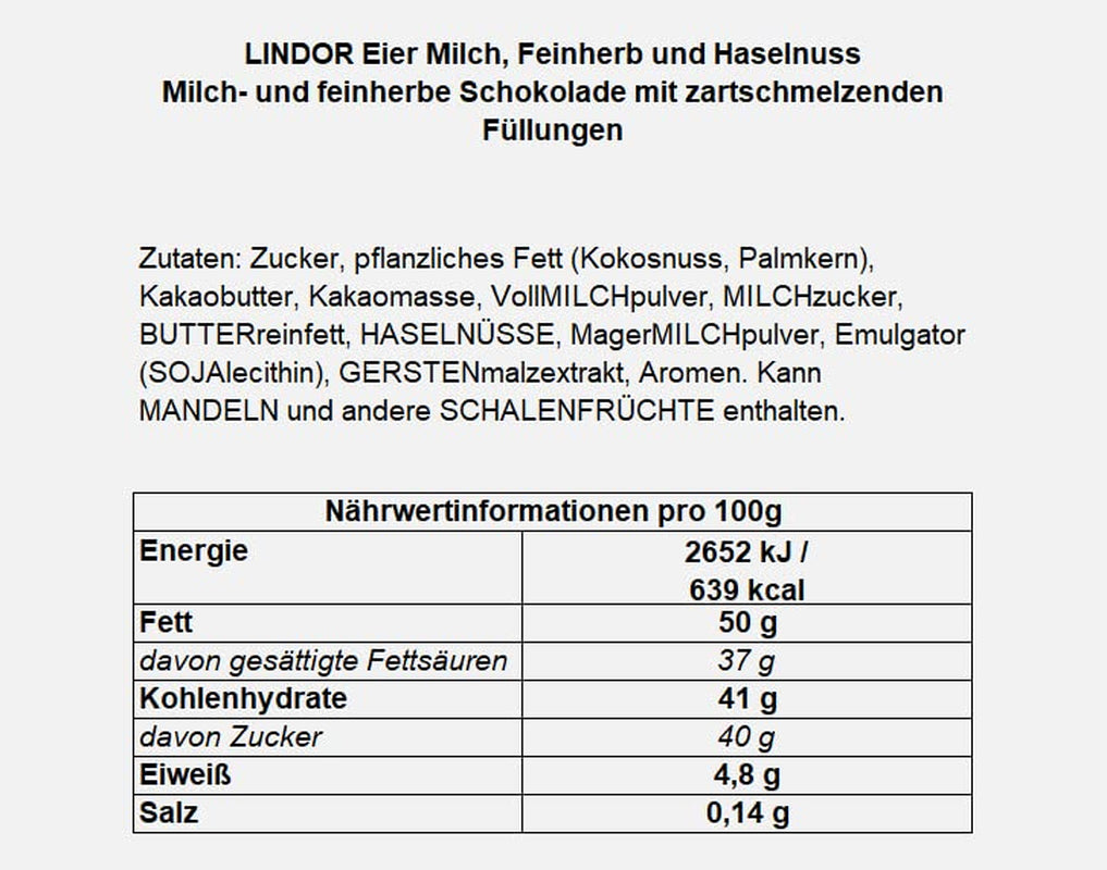 LINDOR eieren met Lindt chocolade | 4 dozen à 450 g | Of LINDOR met de meeste zorgen over de kwaliteit van uw geld, al dan niet en met anderen | Paaschocolade | Geschenk van chocolade | Paaseieren | Chocolade eieren