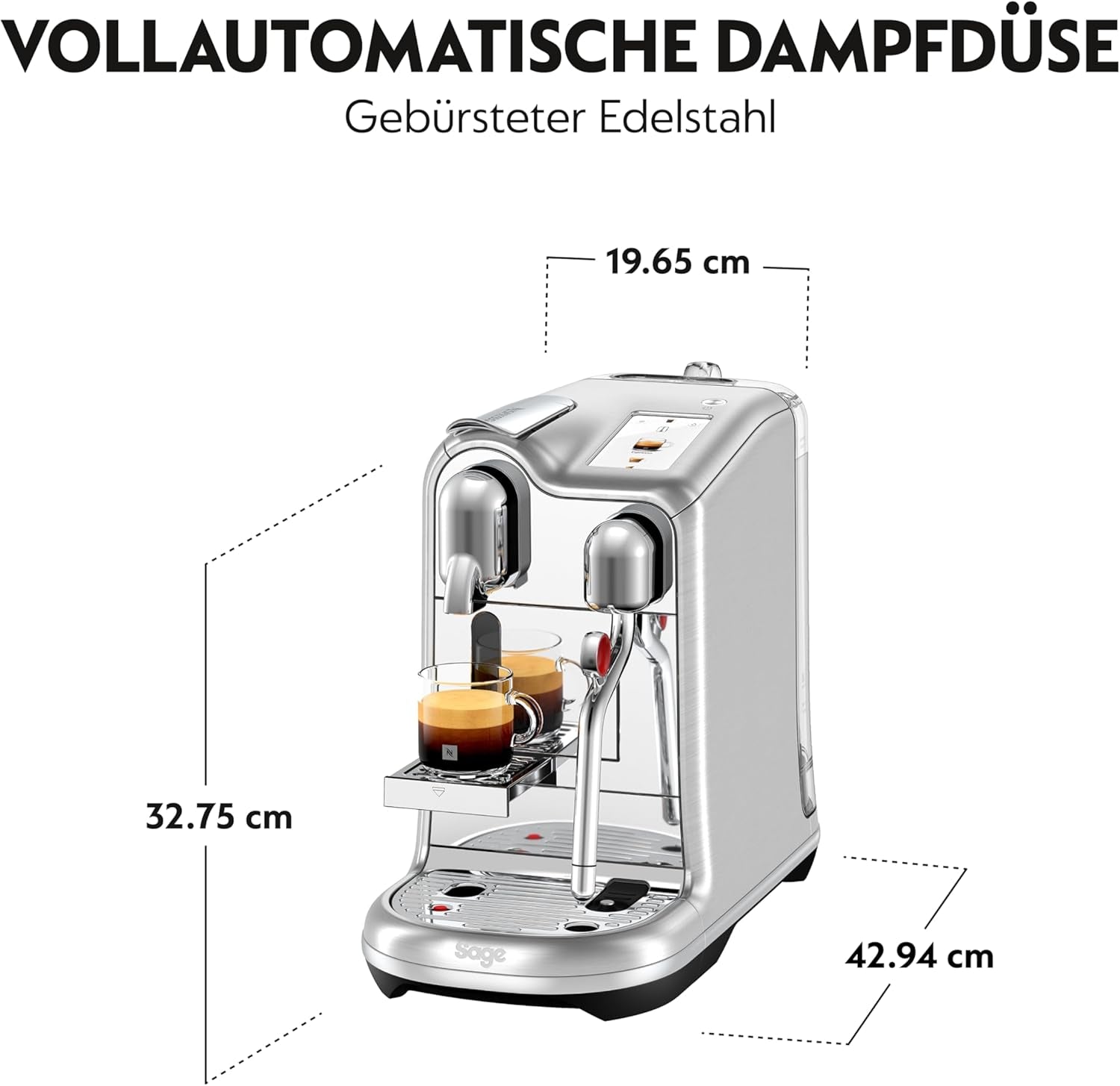 Sage Nespresso Creatista Pro Espressomachine, roestvrij staal, geborsteld roestvrij staal