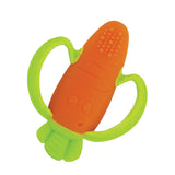 Infantino Lil' Nibbles, getextureerde siliconen bijtring, BPA-vrij babybijtringspeeltje, zacht, gemakkelijk vast te houden, zintuiglijke stimulatie voor zuigelingen, wortel