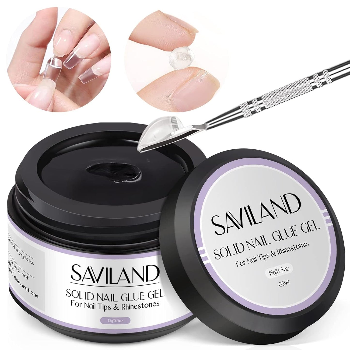 Saviland Solid Nail Tip Lijm: 2 stks 15G Kunstmatige Nagellijm Extra Sterke Lijm Druk Op Nagels UV Lijm Gel Nagellijm Voor Vrouwen Thuis Salon DIY UV/LED Lamp uitgehard