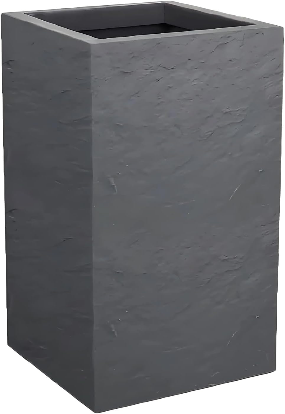 Volcania Up plantenbak, vierkant, hoog, 36 l, steenlook, enkelwandig, watertank, 29,5 x 29,5 x 49,5 cm, antracietgrijs
