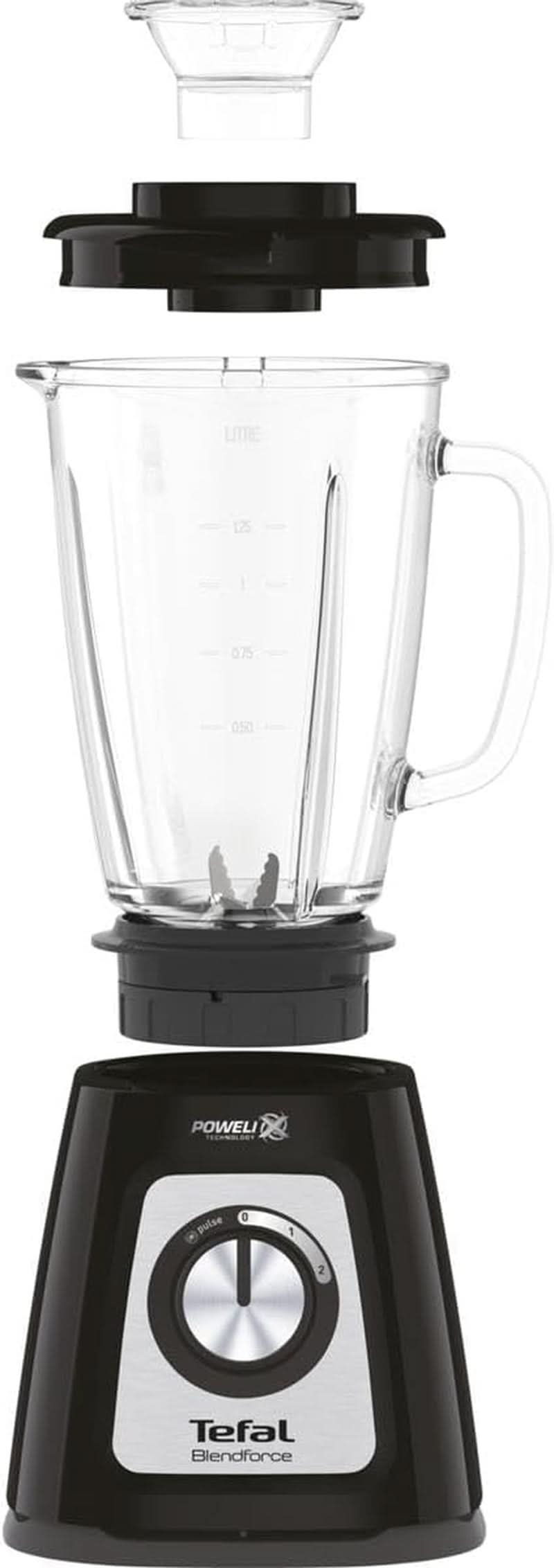 Tefal BL435831 BL4358 Keukenmixer, Glas, 1,75 Liter, Schwarz Kitchen Naty Shop