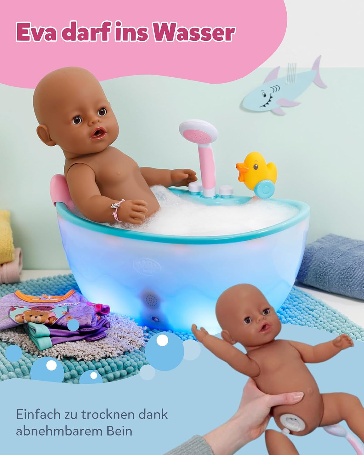 BABY Born Eva - babypop 43 cm - 10 functies inclusief accessoires en matras - Werkt volledig zonder batterijen - Geschikt voor kinderen vanaf 3 jaar