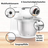 Bosch Küchenmaschine Serie 2 MUMS2EW00, Edelstahl-Schüssel 3.8 L, Planetenrührwerk, Knethaken, Schlag-, Rührbesen Edelstahl, 4 Arbeitsstufen, Durch Optionele Zubehör Erweiterbar, 700W, Weiß Kitchen Naty Shop