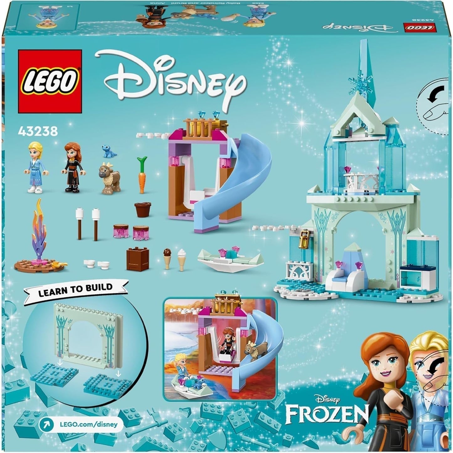 LEGO Disney Frozen Elsa's ijspaleis, kasteel van de ijskoningin, prinses ELSA en Anna poppenspeelgoed, plus 2 dierenfiguren, geweldig cadeau voor meisjes en jongens van 4 jaar oud 43238 Bouwsets Besuche in LEGO-Store