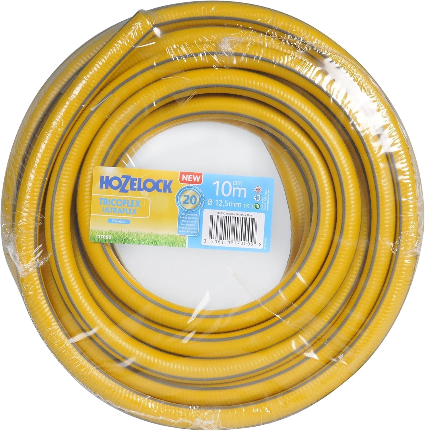 HOZELOCK - Tricoflex Ultraflex slang Ø 12,5 mm (1/2") 10 M: weerbestendige, anti-twist en anti-twist flexibele tuinslang gemaakt van 40% gerecycled PVC [117000]