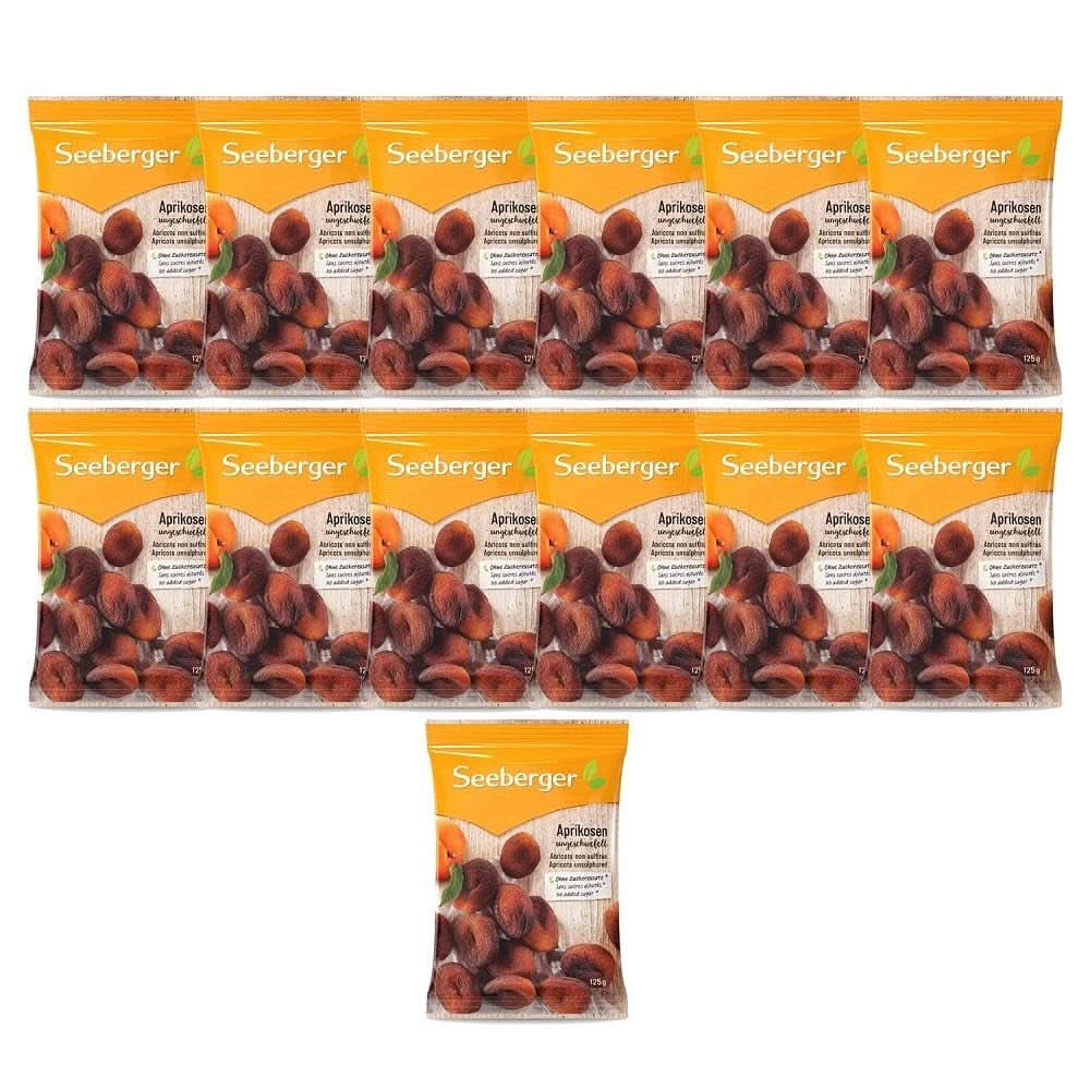 Seeberger Onbehandelde gedroogde abrikozen, met zoet-fruitige smaak - zonder toegevoegde suiker, 13 x 125 gram Gedroogde producten Naty Shop