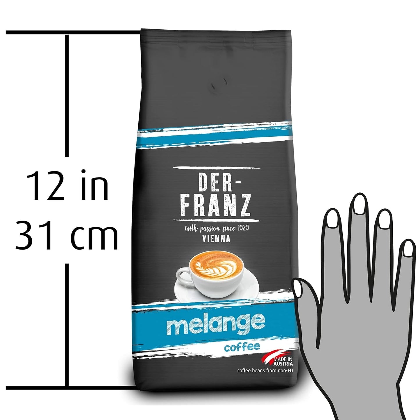 Der-Franz Melange Koffie, sterkte 3/5, 100% Arabica, hele koffiebonen, 4 x 1000 g