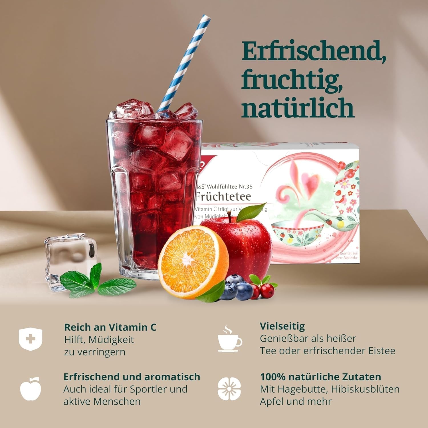 H&S Vitamine C Fruitthee: Smaakvolle en verfrissende fruittheemix, 20 x 2,7 g