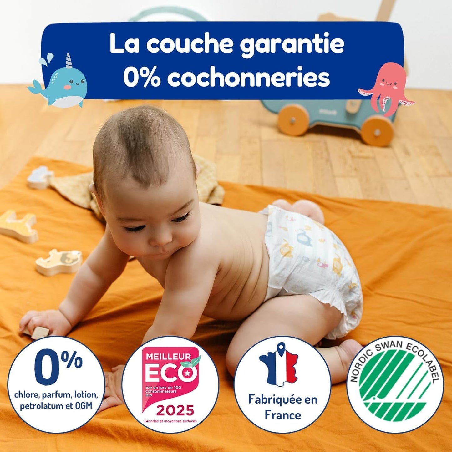 - Luiermaat 4 (7 – 18 kg) – voor de gevoelige huid – natuurlijk en zeer absorberend – 12 uur lekvrij – ohne unerwünschte Inhaltsstoffe – gemaakt in Frankrijk – 132 luiers
