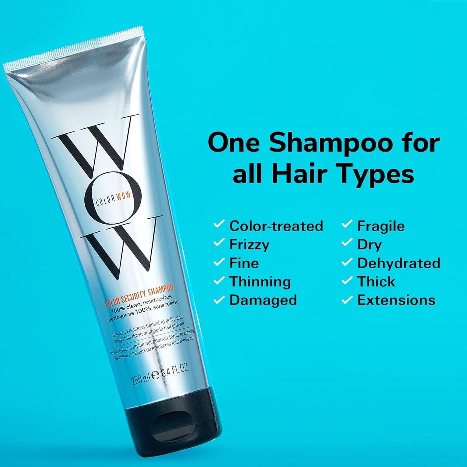 Wow Color Shampoo, siliconenvrije en sulfaatvrije kleurverzorgende shampoo voor gekleurd haar, 250 ml Douche en bad Naty Shop