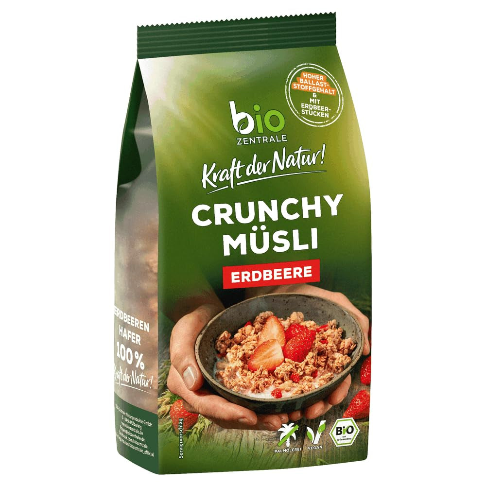Krokante muesli met bessen Biozentrale | 375 g biologische Muesli | Ideaal voor het ontbijt en je kopje meeneemmuesli | Een alternatief voor mueslirepen